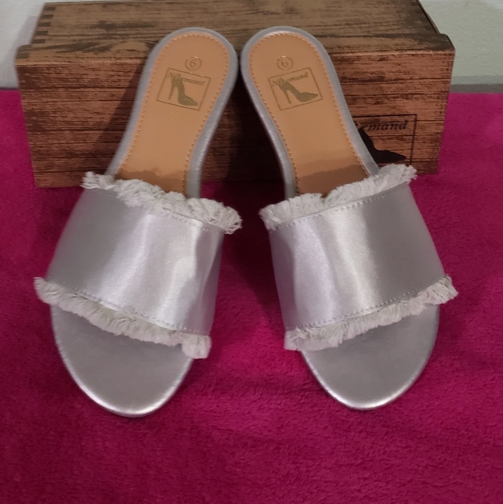 Silver Slide Sandal ( brand new )